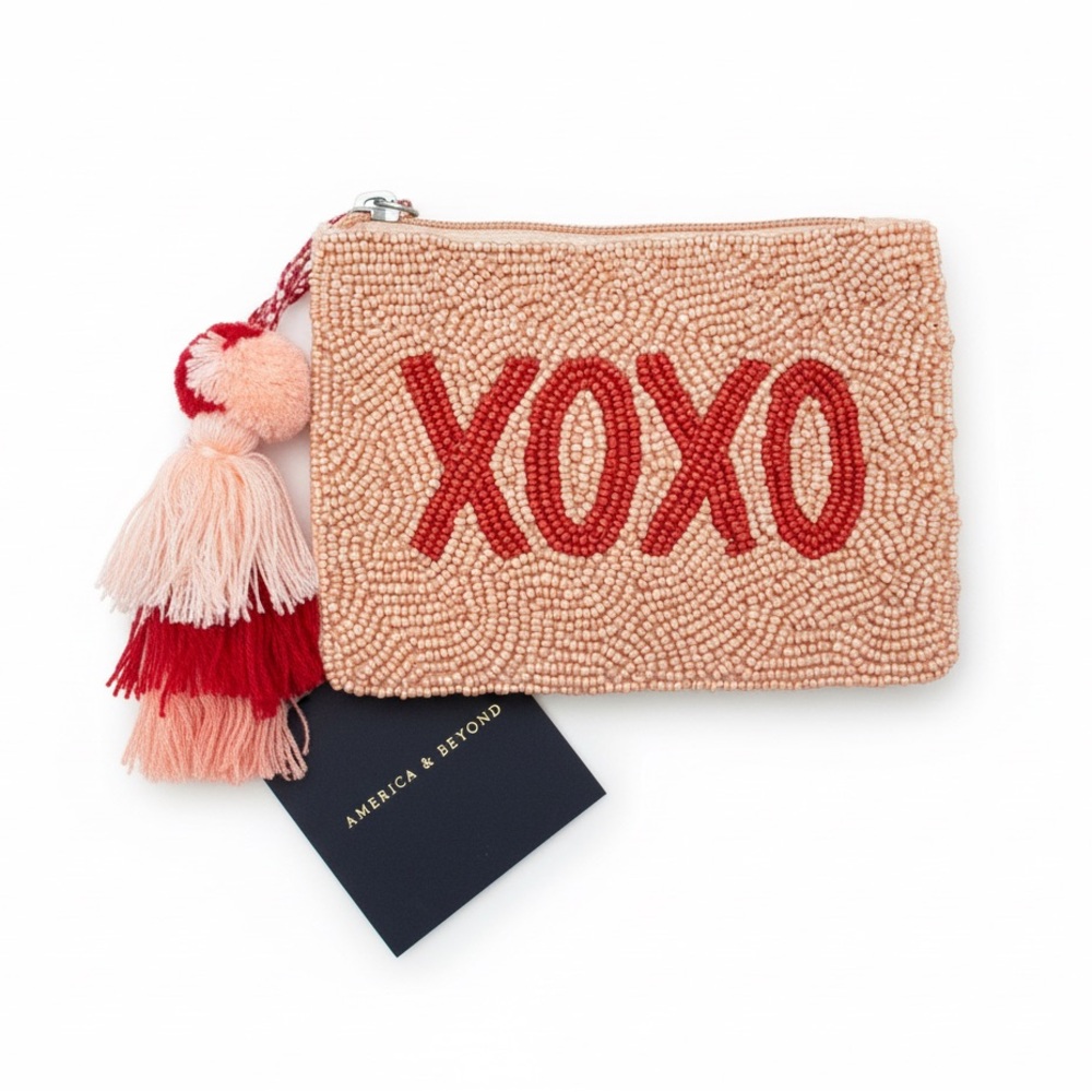 Pink XOXO Beaded Wristlet NWT